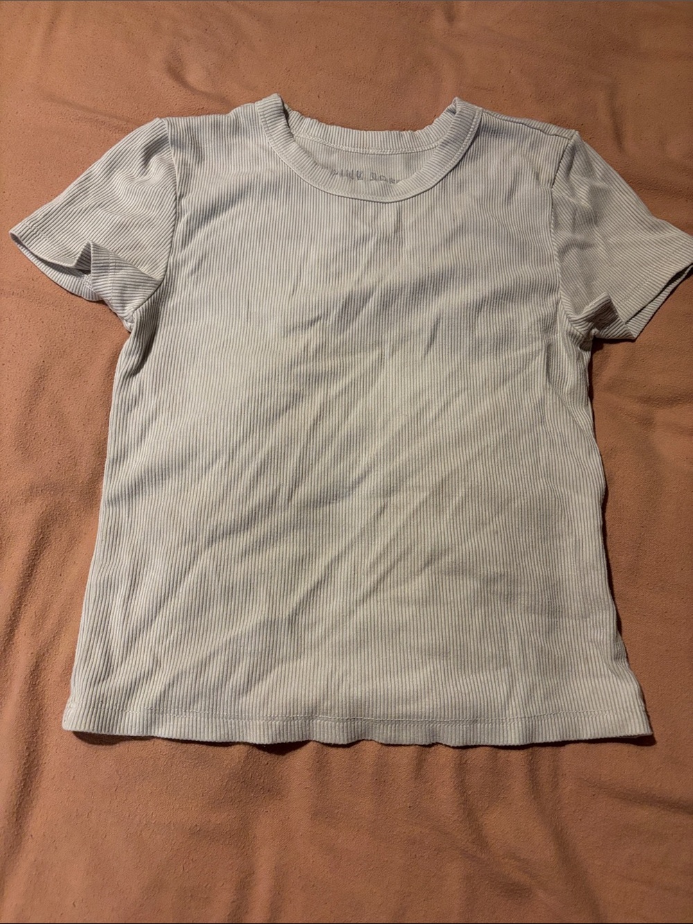 2 PINK ROSE Light Gray Ribbed Crew Tee - Picture 3 of 4